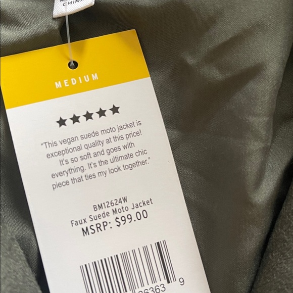 Green faux suede moto jacket nwt - Picture 4 of 5